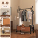 喜百利落地家用衣帽架 掛衣架子可移動(dòng) 室內陽(yáng)臺置物收納晾衣架 【黑棕80cm】4衣帽鉤|皮革收納籃