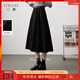 三彩2025冬季新款高腰半身裙磨毛A字裙顯瘦中長(cháng)裙大擺傘裙女 經(jīng)典黑 M 160/68A