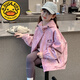 G.duck女童沖風(fēng)風(fēng)衣外套秋冬裝2025新款連帽上衣兒童女孩秋季大童夾克 粉紅色 （春秋款) 160 cm