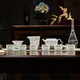 富玉官方陶瓷景德鎮玲瓏功夫茶具套裝家用高檔中式泡茶壺喬遷禮物 新品/天青茶具套裝 6人飲 10件