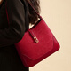 栢啟歆包包女包紅色斜挎包絲絨結婚包包女士新年單肩大容量托特包伴娘包 酒紅絲絨托特包