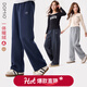 多妙屋女童褲子秋冬季新款兒童直筒褲中大童加絨加厚衛褲洋氣闊腿褲童裝 【冬加絨款】藏青 160 cm