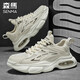 森馬品牌男鞋2026春季新款厚底增高跑步鞋氣墊減震運動(dòng)鞋休閑老爹潮鞋 白 【官方正品】 42