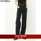 COCOBELLA設計感解構黑色牛仔褲女25秋質(zhì)感寬松休閑褲直筒褲DN613 黑色 M