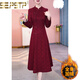 皮爾卡丹喜婆婆加絨加厚長(cháng)袖連衣裙女2025新款春秋喜婆婆婚宴旗袍禮服配大 酒紅(全身加絨) 3XL (建議131-140斤)