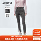 艾諾絲雅詩(shī)【商場(chǎng)同款】春秋款百搭高腰彈力修身鉛筆褲牛仔褲20123202 灰色 L
