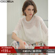 COCOBELLA鏤空提花微透視蝙蝠袖針織衫松弛感親膚罩衫TS3008 白色 S
