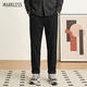 MARKLESS休閑褲男秋冬燈芯絨長(cháng)褲顯瘦錐形褲百搭小腳褲子3859 黑色加厚 32