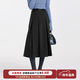 圖曼朵灰色毛呢百褶裙女高腰加厚a字裙秋冬通勤面試中長(cháng)款高級感半身裙 黑色 溫暖磨毛 S 推薦97-105斤可穿