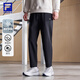 FILA 斐樂(lè )官方男士針織長(cháng)褲春季基礎百搭跑步健身運動(dòng)男褲子靈動(dòng)褲 深黑-BK XL 180/88A/XL