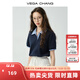 VEGA CHANG短袖t恤女2025新款夏季學(xué)院風(fēng)氣質(zhì)減齡假兩件休閑上衣 藏青色 M