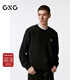 GXG男裝 黑色字母圖案簡(jiǎn)約時(shí)尚圓領(lǐng)衛衣男 秋冬新品 黑色 XL