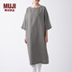 MUJI MUJI 女式 法國亞麻水洗 七分袖連衣裙 412688 BCL06C1S 卡其米色 M