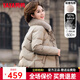 鴨鴨（YAYA）媽媽裝羽絨服女短款2024年冬季新款中老年洋氣狐貍毛領(lǐng)保暖外套XD 卡其灰色 165/88A(L)
