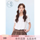 紫涵（ZIHAN）紫涵蕾絲系帶短袖T恤女2025年夏季新款法式甜美寬松顯瘦白色小衫 白色 M