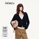 MO&Co.針織開(kāi)衫25秋新品美麗諾綿羊毛可機洗假兩件短款MBE3CART03新年紅 深寶藍色 S /160