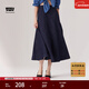 Levi's李維斯冰酷系列25新款女士美式高街壓褶藍色牛仔半身裙 牛仔藍 M (26)