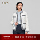 OVV秋冬熱賣(mài)女裝圓領(lǐng)特殊絎線(xiàn)拼邊粗花呢羽絨服外套 本白鑲拼A1 M