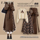 U·R·JEES2025年流行冬裝搭配一整套女裝秋裝新款連衣裙女冬季穿搭套裝裙子 咖色針織裙+杏色毛衣+咖色半身裙 【送腰帶】 L 建議100-120斤