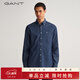 GANT【100%棉】甘特秋冬男士時(shí)尚商務(wù)休閑刺繡純棉翻領(lǐng)長(cháng)袖襯衫 989-靛藍色 S