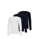 BOSS冬季新款潮流保暖休閑男長(cháng)袖t恤打底衫3件套裝白藍黑色XL