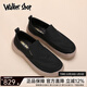 Walker Shop男士帆布鞋樂(lè )福鞋2025新款男鞋男士一腳蹬懶人鞋低幫透氣舒適布鞋 黑色 41