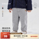 babylove寶寶加絨長(cháng)褲冬加厚保暖束腳休閑褲兒童外出純色百搭褲子 淺麻灰 100