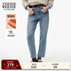 Teenie Weenie小熊女裝輕暖絨牛仔褲冬季簡(jiǎn)約風(fēng)通勤休閑磨毛煙管褲 淺藍色 M (165)