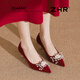 ZHR高跟鞋女2026新款尖頭細跟婚鞋子女秀禾新娘不累腳女鞋CV13紅色37