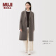 MUJI女式 羊毛混 切斯特大衣毛呢外套女款女裝衣服25年冬季 BD10LA5A 深咖啡棕色 S (155/80A)