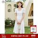 固執（OBSTINATE）【特價(jià)】夏季新款法式氣質(zhì)方領(lǐng)短袖荷葉擺中長(cháng)連衣裙10832LQ08064 米白色 M 165/84A