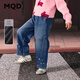 馬騎頓【闊腿褲】MQD女童冬新款百搭拜年服學(xué)院休閑牛仔褲 中牛仔藍 140