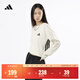 adidas三條紋休閑簡(jiǎn)約寬松長(cháng)袖T恤男女秋季阿迪達斯輕運動(dòng)   米白   M