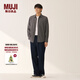 MUJI男式 法蘭絨長(cháng)袖襯衫男士襯衣25年冬季空調衫男裝純棉 深灰色條紋 XL （180/104A）