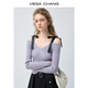 VEGA CHANG【薰衣草】露肩v領(lǐng)羊毛針織衫女2026新款春溫柔毛衣 丁香紫 S
