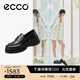 愛(ài)步（ECCO）厚底樂(lè )福鞋女倪妮同款英倫風(fēng)一腳蹬厚底增高牛皮女鞋 蹤跡220723 黑色22072301001 37 （尺碼偏?。? title=