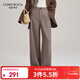 科蒙博卡秋冬新款羊毛直筒褲子女簡(jiǎn)約寬松休閑褲OL通勤百搭長(cháng)褲 摩卡色 L