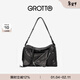 GROTTO個(gè)樂(lè )新款SoftCollar保齡球包單肩包小中號通勤斜挎包情人節禮物 經(jīng)典黑M 亮銀