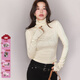 CHUU蝴蝶結貼鉆長(cháng)袖T恤女2025年冬季新品高領(lǐng)修身新復古回潮打底衫 白杏色 0