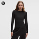 lululemon丨Ribbed Nulu 女士羅紋圓領長袖 T 恤 LW3JHJS 黑色 S