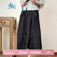 布符夏新款龍紋裙褲女高腰寬松休閑褲顯瘦百搭國風(fēng)時(shí)尚褲 龍紋 L