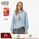 Teenie Weenie小熊秋冬裝學(xué)院風(fēng)藍色T恤索羅娜加絨連帽衛衣套頭衫 淺藍色 S (160)