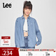 Lee25新品舒適版翻領(lǐng)小刺繡Logo淺藍色女長(cháng)袖牛仔襯衫休閑潮流 淺藍色 XS
