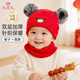 9i9嬰兒帽子圍脖套裝新年紅小豬防風(fēng)保暖針織帽新生寶寶A類(lèi)0-2歲F47