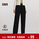 森馬（Semir）[商場(chǎng)同款]休閑褲女加絨長(cháng)褲簡(jiǎn)約冬2024仿呢闊腿褲101724127016A