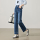 逸陽(yáng)（ESE-Y）寬邊復古小個(gè)子直筒牛仔褲女2026春季新款修身顯瘦煙管 復古藍28S