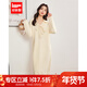 IEF/愛(ài)依服連衣裙2025秋冬新款韓版溫柔小女人氣質(zhì)毛織長(cháng)上衣裙 杏 均碼