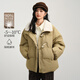 茵曼加厚仿羊羔毛立領(lǐng)羽絨服女2025冬季時(shí)尚鴨絨面包服外套卡其綠S