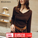 Olrain歐芮兒2025新款女裝秋冬法式松弛感不規則毛衣蕩領(lǐng)套頭針織衫 咖色 XL
