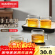 金灶（KAMJOVE）玻璃水杯透明茶杯品茗杯新款帶把玻璃杯耐高溫小茶杯花茶杯套裝 透明玻璃小茶杯 80ml 4只